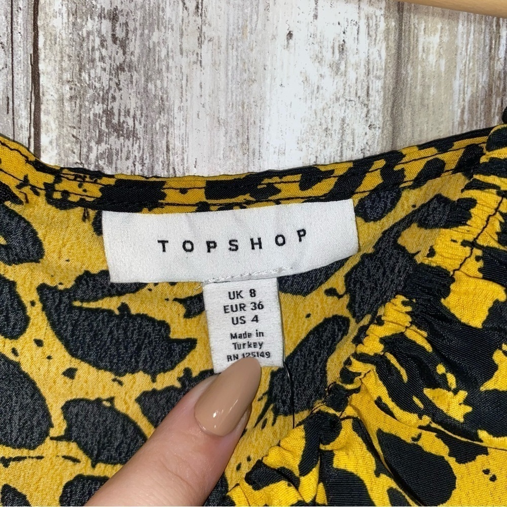 NWT Topshop Leopard Yellow & Black Dress - Picture 7 of 9